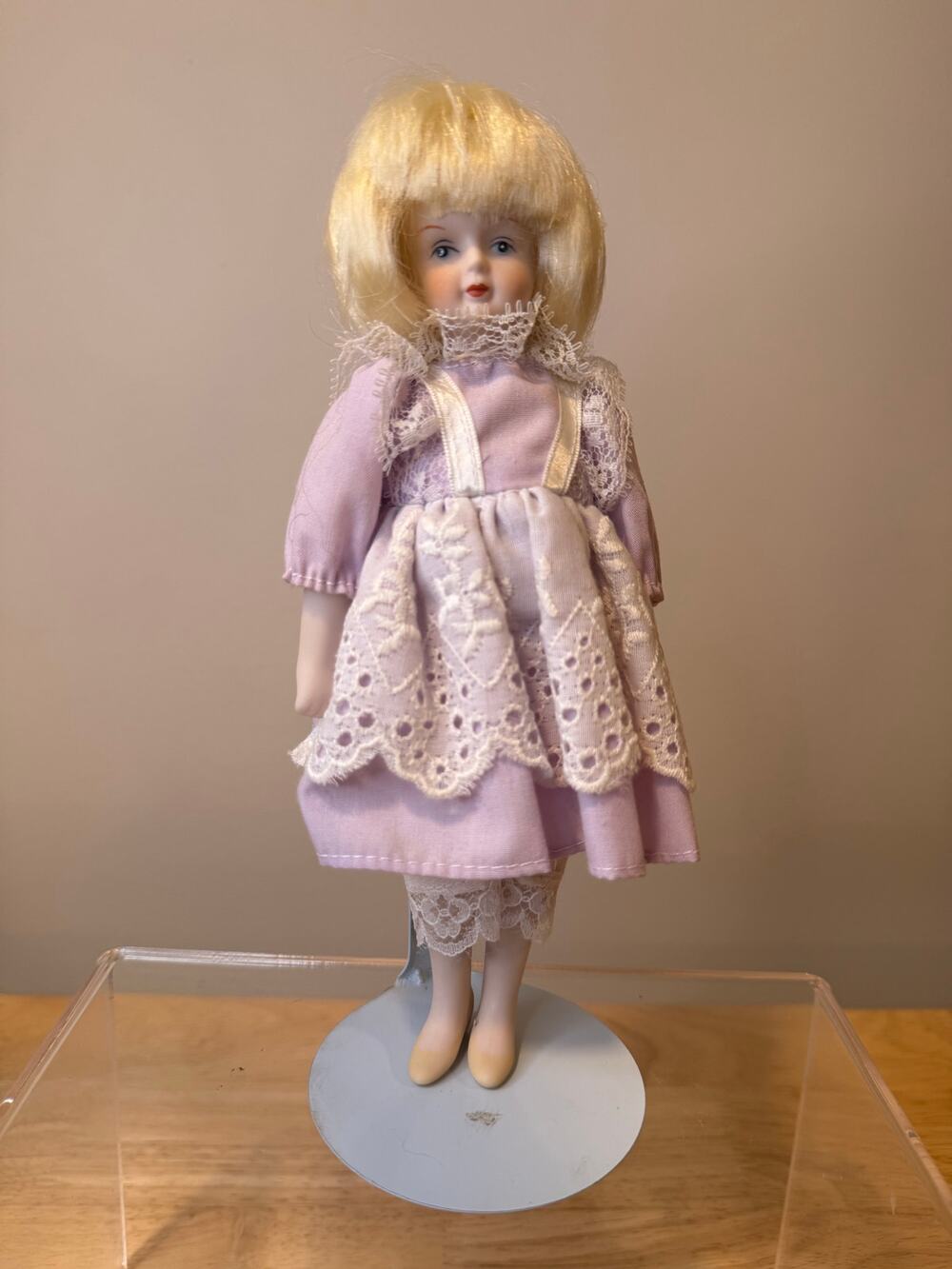 Vintage Collectible Doll Light Purple Victorian-style Dress w White Lace